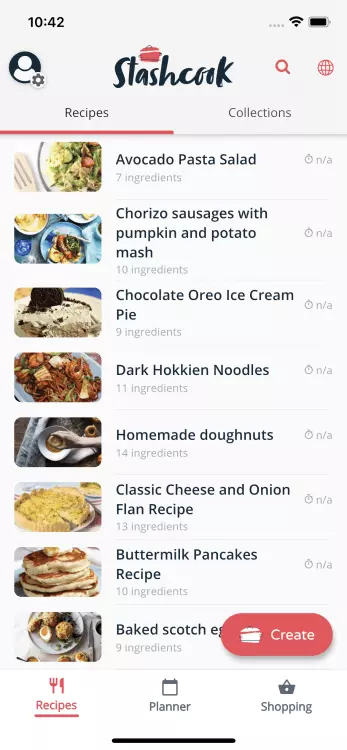 Stashcook recipes on mobile device